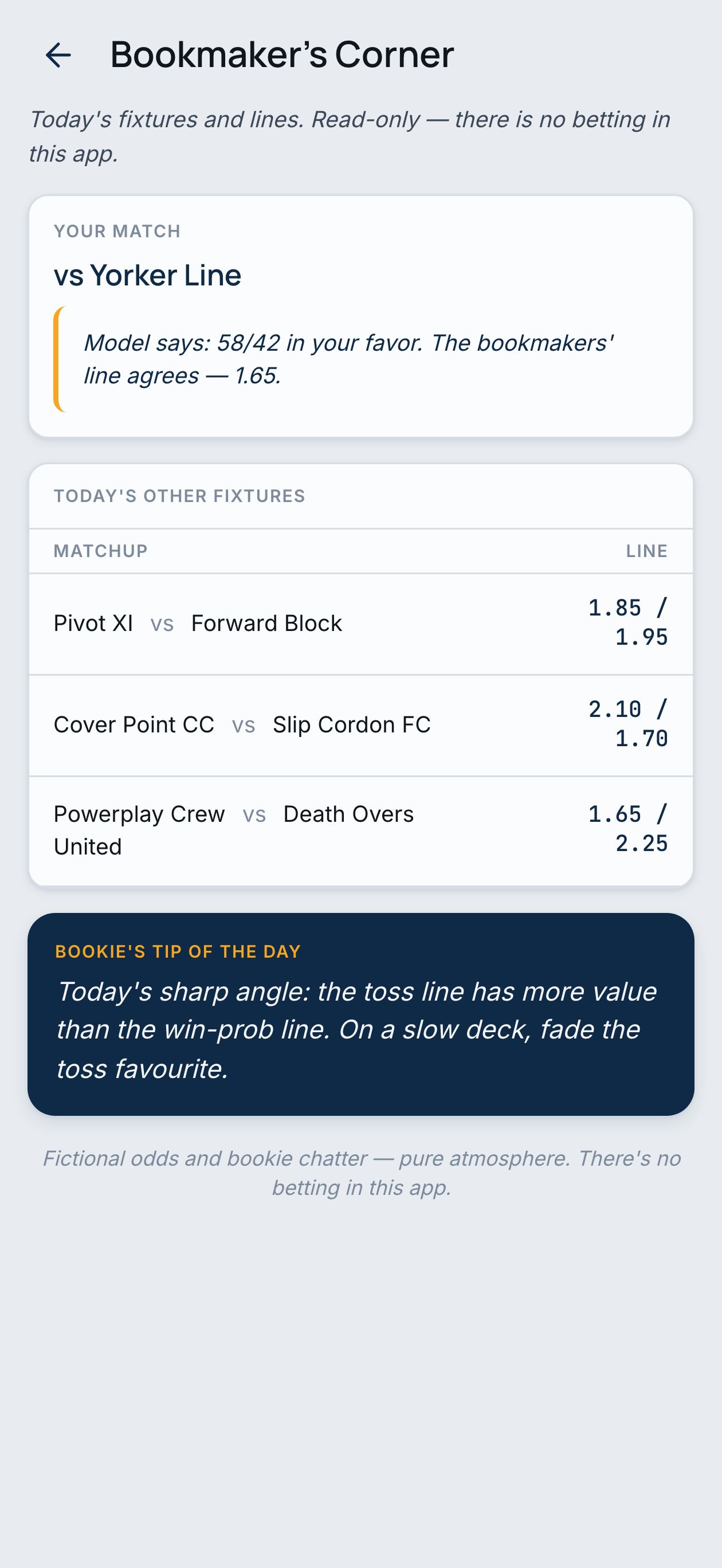 Bookmaker's Corner